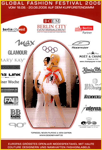 Poster & campaign motive for the Global Fashion Festival with international model Vera Gafron in a Berlin couture dress from german fashion designer Torsten Amft - click for back to the diary view