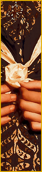 Detail view from structure of textile from black - cream colored gala robe with a handcrafted textile Rose flower from German fashion designer Torsten Amft - Berlin.